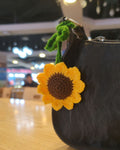 Handmade Crochet Sunflower Bag Charm – Yellow Floral Keyring, Artisanal Gift for Her, Woven Backpack Accessory, Made in Bangladesh